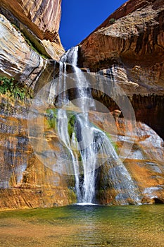 Lower Calf Creek Falls Waterfall colorful views from the hiking trail Grand Staircase Escalante National Monument between Boulder