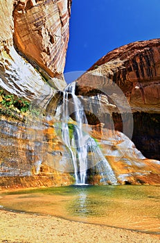 Lower Calf Creek Falls Waterfall colorful views from the hiking trail Grand Staircase Escalante National Monument between Boulder