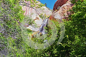 Lower Calf Creek Falls Waterfall colorful views from the hiking trail Grand Staircase Escalante National Monument between Boulder