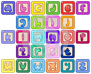 Lower case alphabet blocks