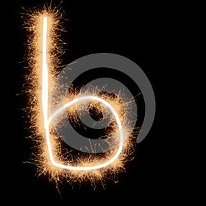 Lower case b letter of alphabet on a black background