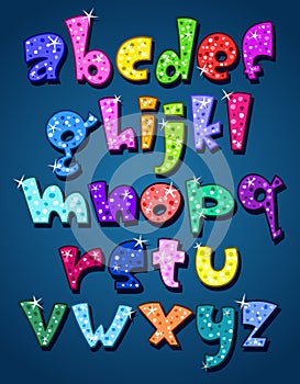 Lower case sparkling alphabet