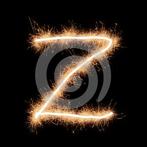 Lower case z letter of alphabet on a black background