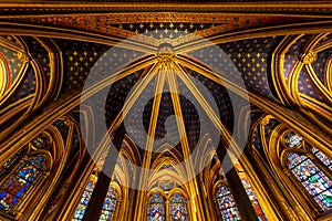 Lower chapel ceiling, Sainte Chapelle, Paris, France