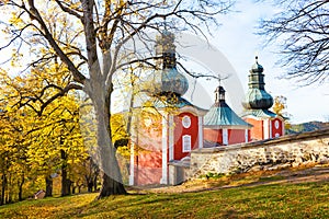 Lower church of Calvary in Banska Stiavnica during autumn, UNESCO SLOVAKIA