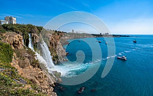 Lower Duden waterfalls, Mediterranean sea coast, Antalya, Turkey