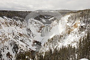Lower Falls and Yellowstone River at Grand Canyon of Yellowstone
