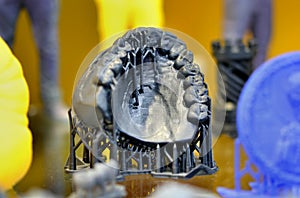 The lower jaw of a man, created on a 3d printer from a photopolymer material