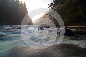 Lower Lewis River Falls During Sunset in washington state