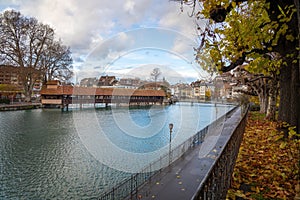 Lower Lock Bridge (Untere Schleuse Brucke) and Aare River - Thun, Switzerland