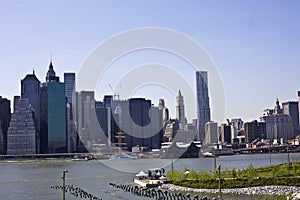Lower Manhattan with Brooklyn bridge Skyline
