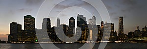 Lower Manhattan buildings as viewed from the East river in New Y