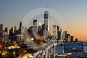 Lower Manhattan and LIttle Island at Sunset