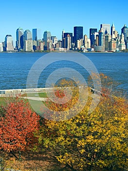 Lower Manhattan seen from Liberty Island photo