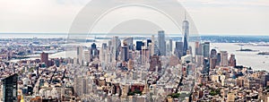 Lower Manhattan Skyline Aerial View, NYC, USA