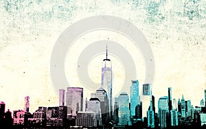 Lower Manhattan Skyline illustration