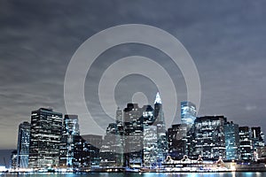 Lower Manhattan Skyline At Night