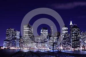 Lower Manhattan Skyline At Night