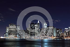 Lower Manhattan Skyline At Night