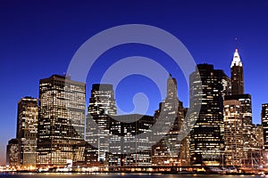 Lower Manhattan Skyline At Night