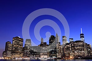 Lower Manhattan Skyline At Night, New York City