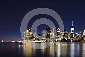 Lower Manhattan Skyline at twilight.