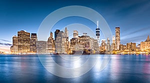 Lower Manhattan, view from Brooklyn Bridge Park in New York City