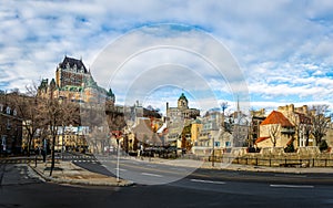 Lower Old Town Basse-Ville and Frontenac Castle - Quebec City, Quebec, Canada