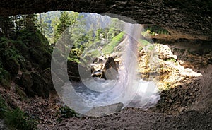 Lower Pericnik fall in valley Vrata in Julien Alps