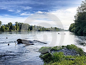 Lower Skagit river near mount Vernon during spring season photo