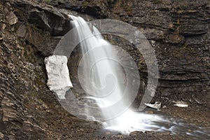 Lower Spray Falls, scenic cascading waterfall in Rock Grotto Cavern