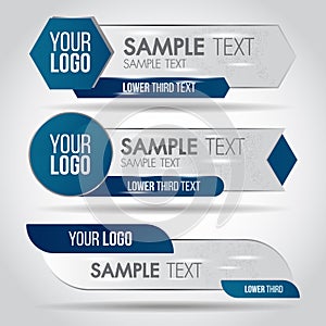 Lower third blue design template modern contemporary. Set of banners bar screen broadcast bar name. Collection of lower third