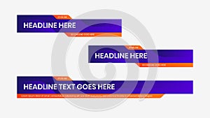 Lower third template. Set of TV banners and bars for news and sport channels, streaming and broadcasting. Collection of lower