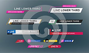 Lower Third TV News Bars Set Vector.
