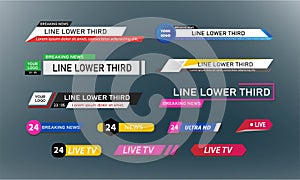 Lower Third TV News Bars Set Vector. Sign Of Lower Third. live News, Ultra HD. Banners For Broadcasting Television Video Template.