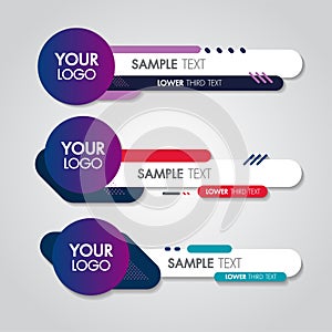 Lower third white and colorful design template modern contemporary. Set of banners bar screen broadcast bar name.