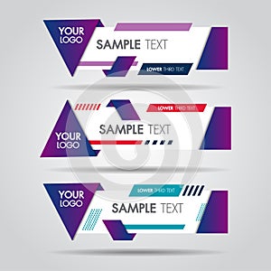 Lower third white and colorful design template modern contemporary. Set of banners bar screen broadcast bar name.