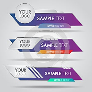 Lower third white and colorful design template modern contemporary. Set of banners bar screen broadcast bar name.