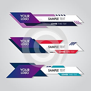 Lower third white and colorful design template modern contemporary.Set of banners bar screen broadcast bar name.Collection