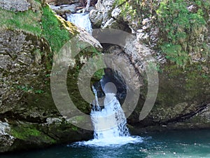 The lower waterfall Giessenfall Der Untere Giessenfall oder Kleiner Giessenfall waterfall on the Thur River - Switzerland