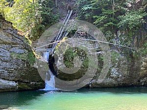 The lower waterfall Giessenfall Der Untere Giessenfall oder Kleiner Giessenfall waterfall on the Thur River - Switzerland