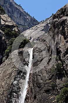 Lower Yosemite Falls with Pair Beginning Rappel photo