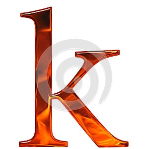 Lowercase letter k - the extruded of glass with pattern flame, i