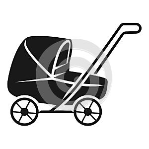 Lowered baby stroller icon, simple style
