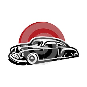 Silhouette of a classic lowered hot rod vector image isolated. best for car club illustration