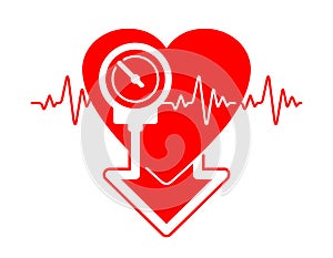 Lowering blood pressure isolated icon