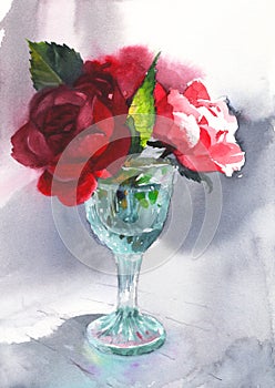 lowers watercolor illustration. Delicate bouquet.