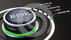 Lowest level of risk concept, knob. 3D rendering