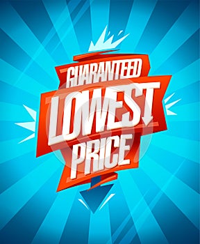 Lowest price guaranteed, advertising sale vector banner design concept