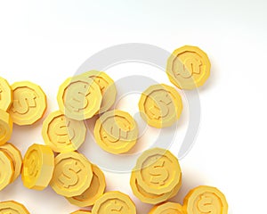 Gold coins isolated on white background. 3d render photo